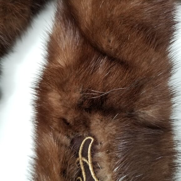 Vintage Hess's Genuine Mink Fur Stole Wrap Scarf w/ 3 Full Body Pelts - Picture 9 of 10